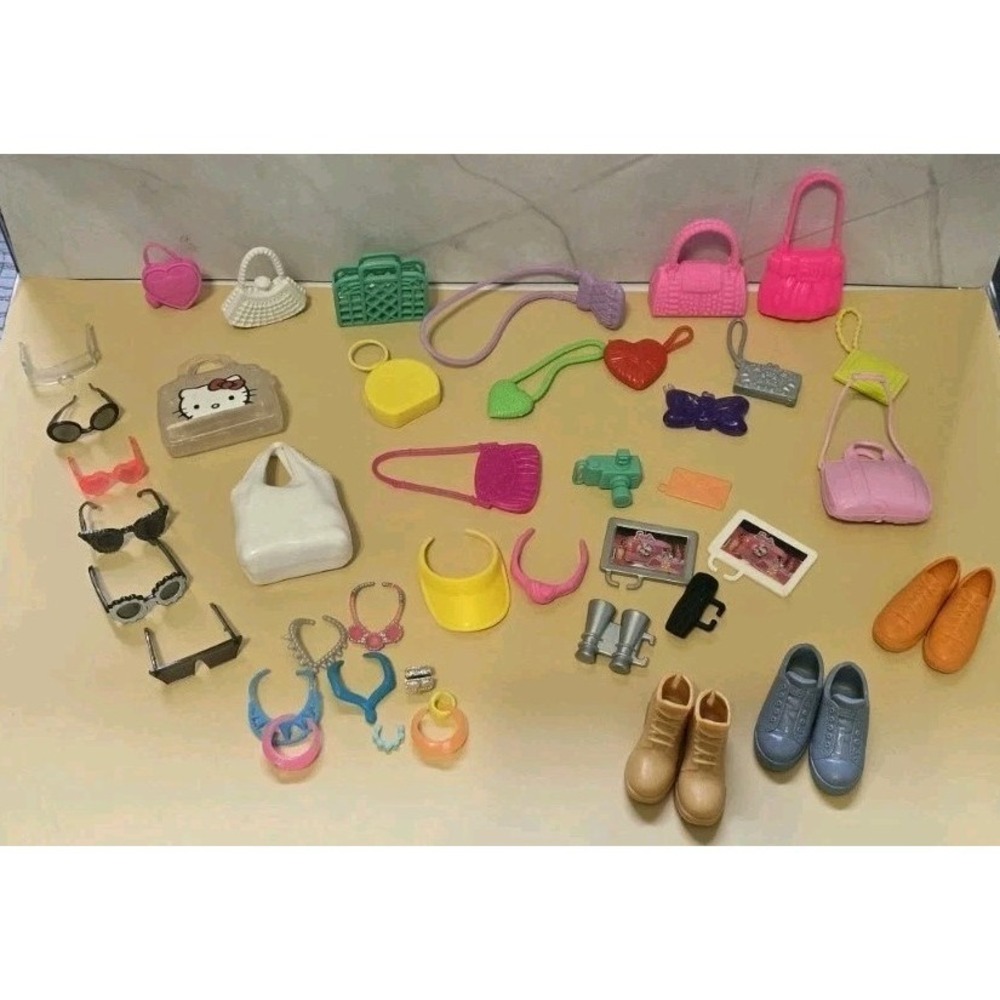 Mattel Barbie And Ken Accessories Lot Of 42 Glasses Shoes Camera Jewelry And...